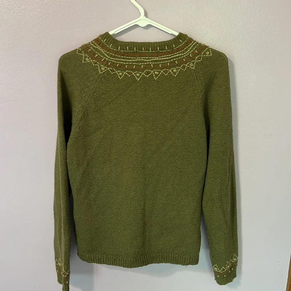 Woolrich Green Wool Embroidered Cardigan Sweater - Picture 11 of 13